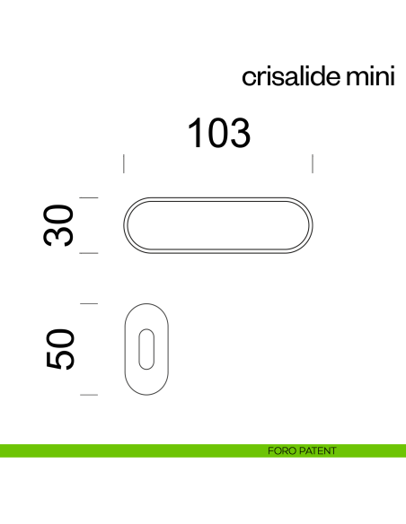 Maniglia per porta Crisalide con porcellana Mini dnd handles con rosetta minimale Unico - foro patent