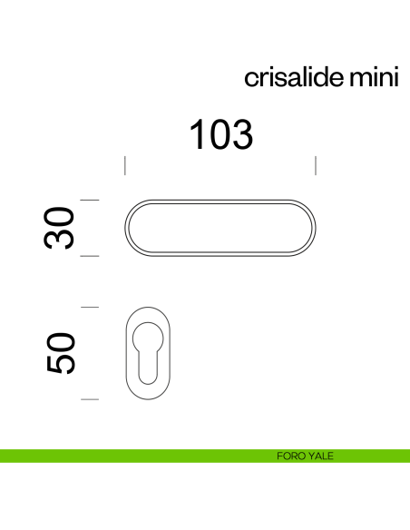 Maniglia per porta Crisalide con porcellana Mini dnd handles con rosetta minimale Unico - foro yale