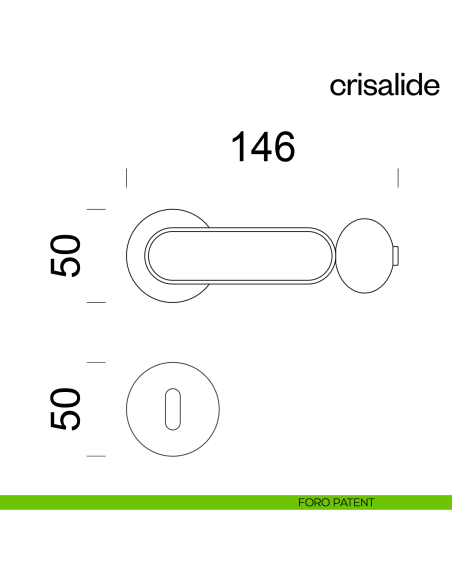 Maniglia per porta Crisalide dnd handles con porcellana - foro patent