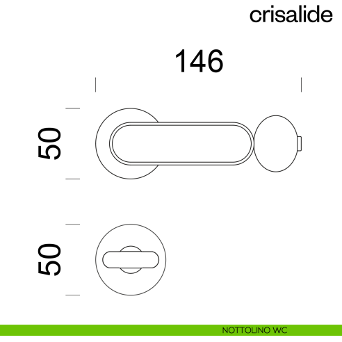 Maniglia per porta Crisalide dnd handles con porcellana - nottolino wc