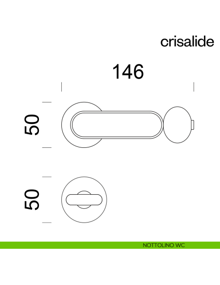 Maniglia per porta Crisalide dnd handles con porcellana - nottolino wc