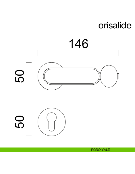 Maniglia per porta Crisalide dnd handles con porcellana - foro yale