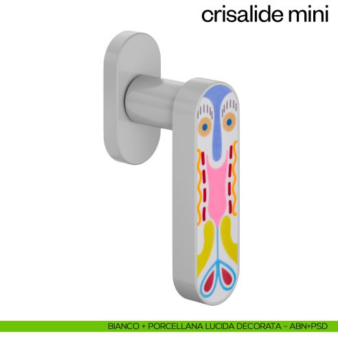 Maniglia per finestra martellina DK Crisalide Mini dnd porcellana - bianco + porcellana lucida decorata