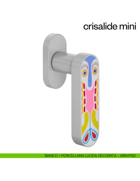 Maniglia per finestra martellina DK Crisalide Mini dnd porcellana - bianco + porcellana lucida decorata
