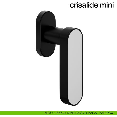 Maniglia per finestra martellina DK Crisalide Mini dnd porcellana - nero + porcellana lucida bianca