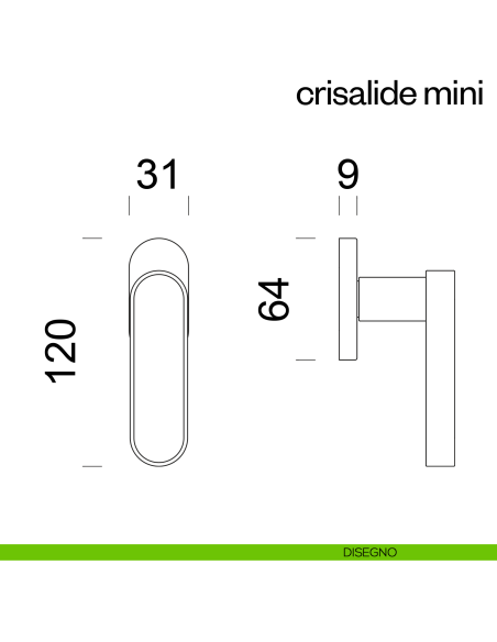 Maniglia per finestra martellina DK Crisalide Mini dnd porcellana disegno