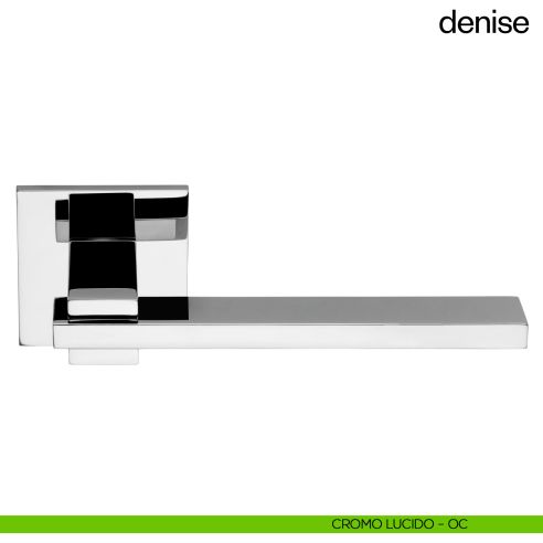 Maniglia per porta Denise dnd Handles con rosetta e bocchetta quadrata fine cromo