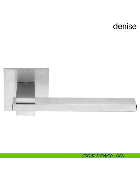 Maniglia per porta Denise dnd Handles con rosetta e bocchetta quadrata fine cromo satinato
