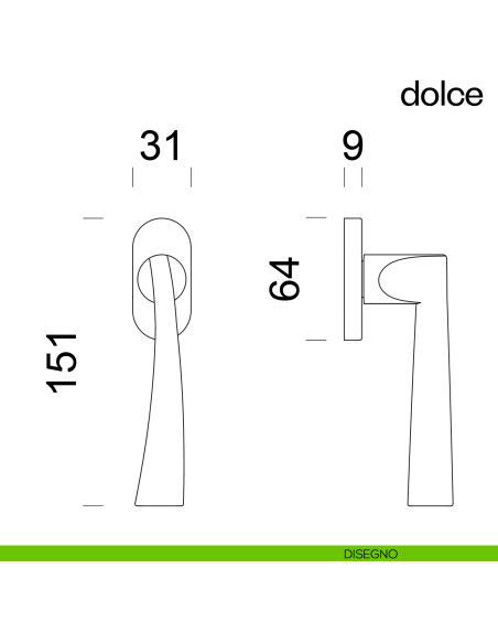 Maniglia per finestra martellina DK Dolce dnd disegno