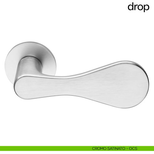 Maniglia per porta Drop dnd handles con rosetta fine cromo satinato