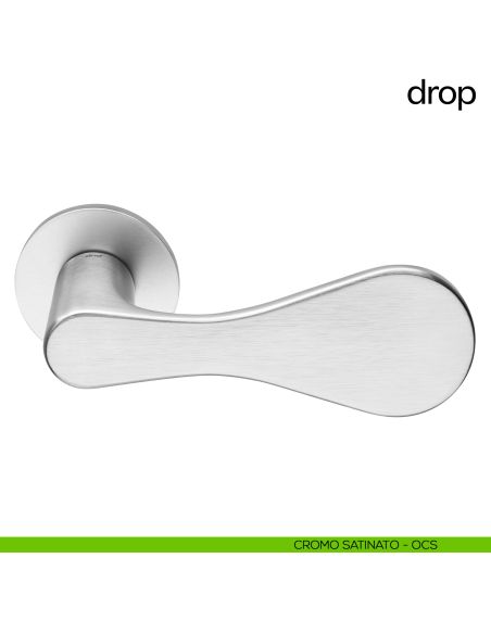 Maniglia per porta Drop dnd handles con rosetta fine cromo satinato