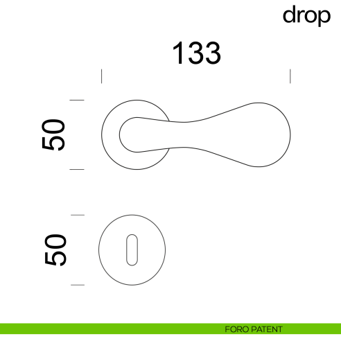 Maniglia per porta Drop dnd handles con rosetta fine foro patent