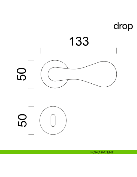 Maniglia per porta Drop dnd handles con rosetta fine foro patent