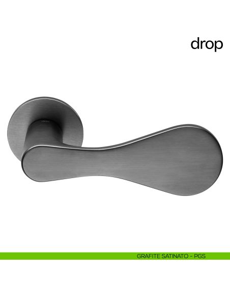 Maniglia per porta Drop dnd handles con rosetta fine grafite satinato