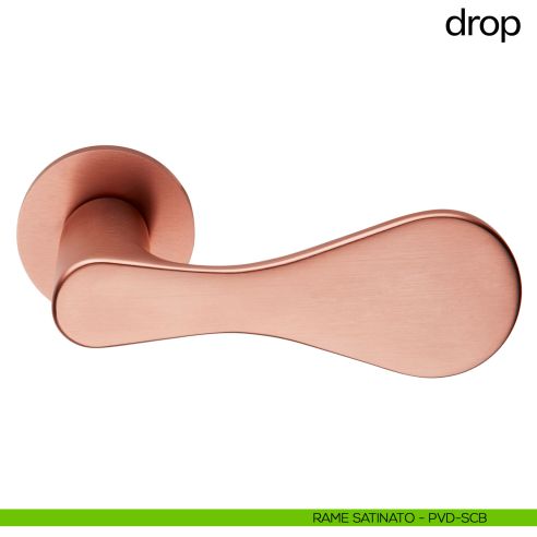 Maniglia per porta Drop dnd handles con rosetta fine rame satinato