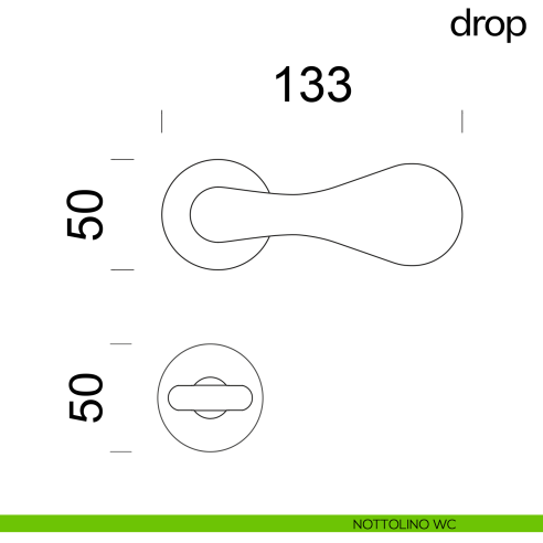 Maniglia per porta Drop dnd handles con rosetta fine nottolino wc