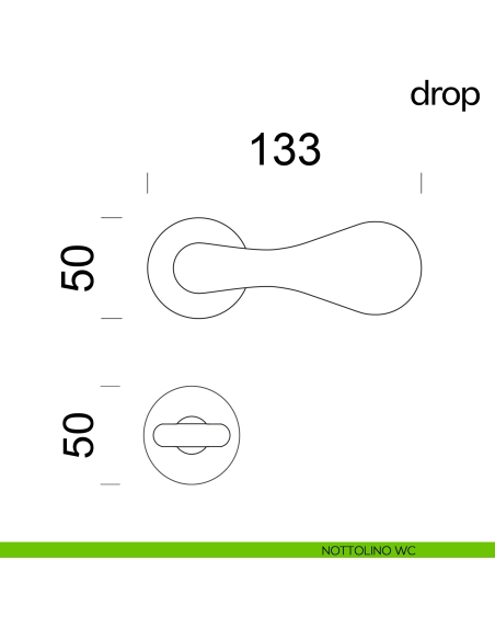 Maniglia per porta Drop dnd handles con rosetta fine nottolino wc