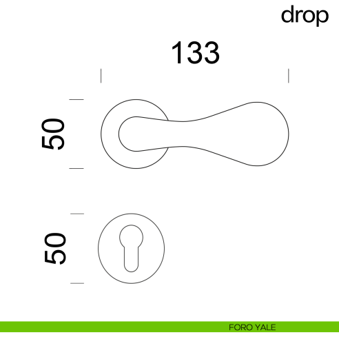 Maniglia per porta Drop dnd handles con rosetta fine foro yale