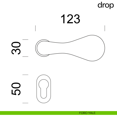 Maniglia per porta Drop dnd handles con rosetta minimale Unico foro yale