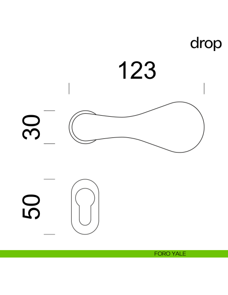 Maniglia per porta Drop dnd handles con rosetta minimale Unico foro yale