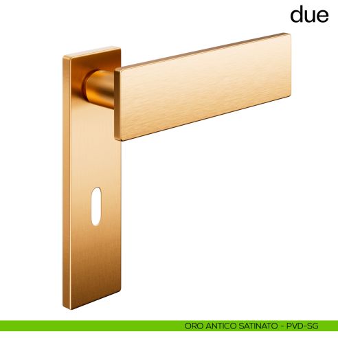 Maniglia per porta Due dnd handles foro patent oro antico satinato