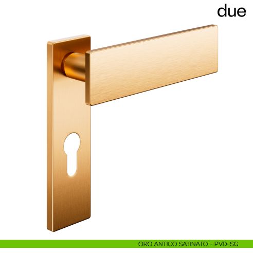 Maniglia per porta Due dnd handles foro yale oro antico satinato