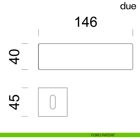 Maniglia per porta Due dnd handles su placca orizzontale foro patent