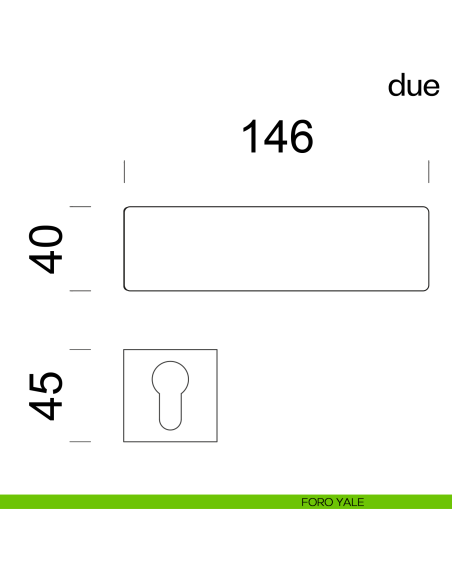 Maniglia per porta Due dnd handles su placca orizzontale foro yale