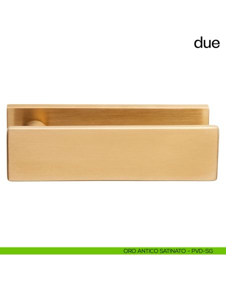 Maniglia per porta Due dnd handles su placca orizzontale oro antico satinato