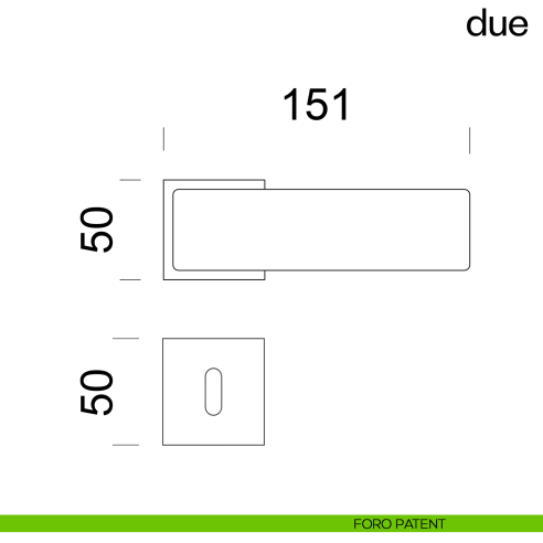 Due dnd handles con rosetta quadrata foro patent