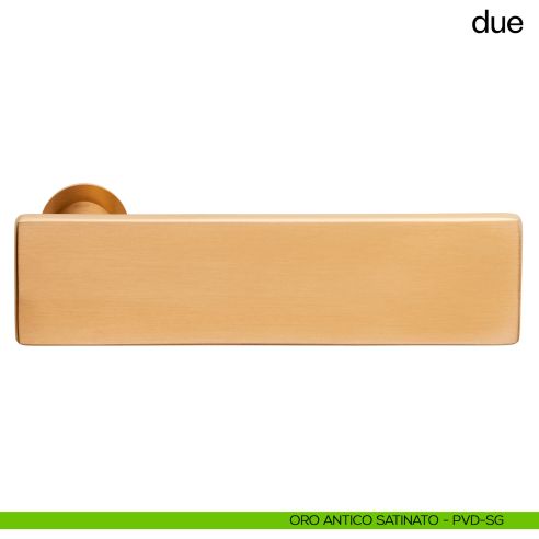 Maniglia per porta Due dnd handles con rosetta minimale Unico oro antico satinato