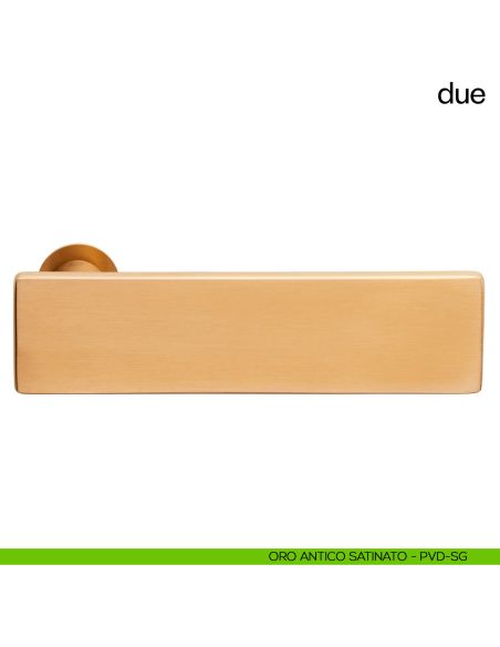 Maniglia per porta Due dnd handles con rosetta minimale Unico oro antico satinato