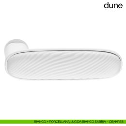 Maniglia per porta Dune dnd handles con porcellana lucida bianco sabbia con rosetta minimale Unico 2
