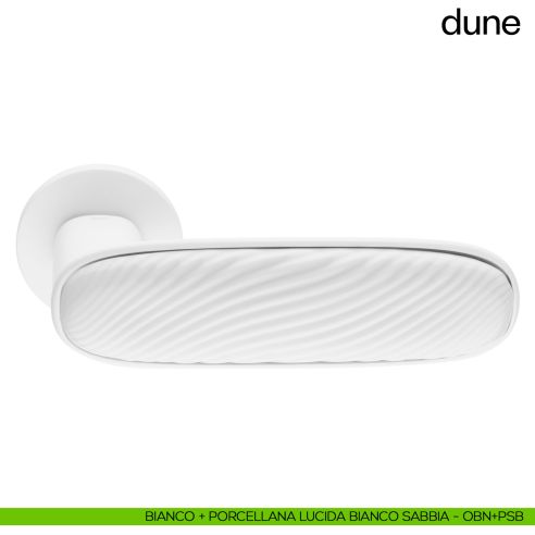 Maniglia per porta Dune dnd handles con porcellana lucida bianco sabbia - bianco