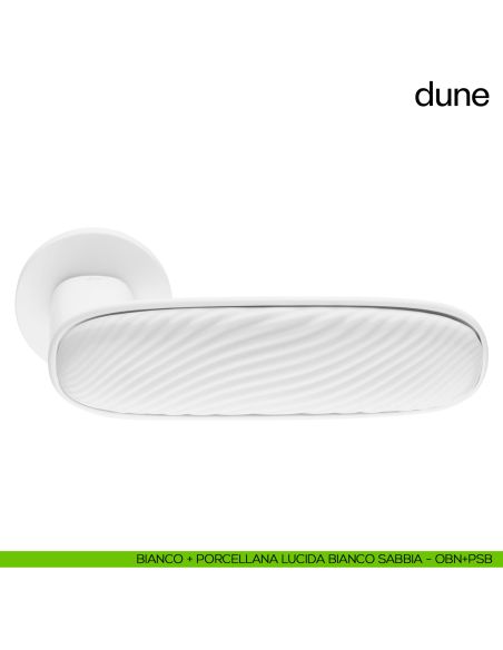 Maniglia per porta Dune dnd handles con porcellana lucida bianco sabbia - bianco