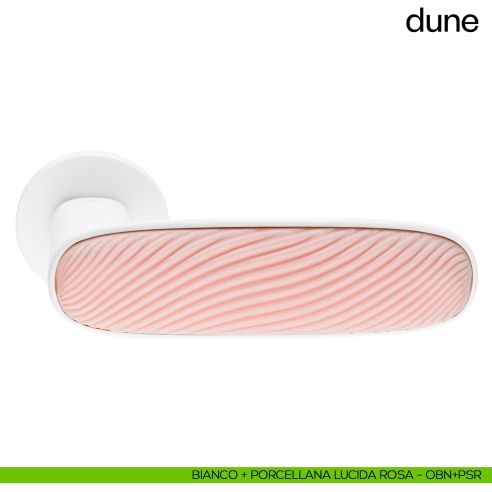 Maniglia per porta Dune dnd handles bianco + porcellana lucida rosa