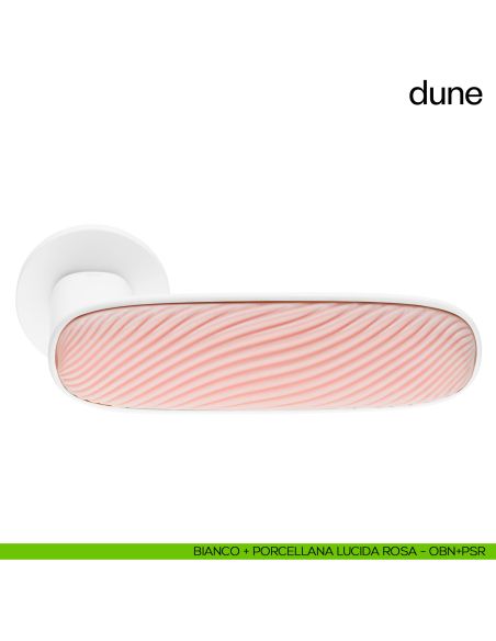Maniglia per porta Dune dnd handles bianco + porcellana lucida rosa