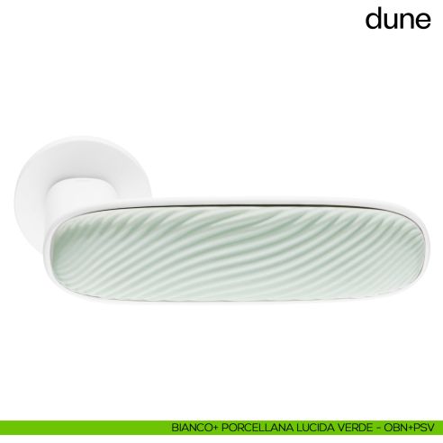 Maniglia per porta Dune dnd handles bianco + porcellana lucida verde