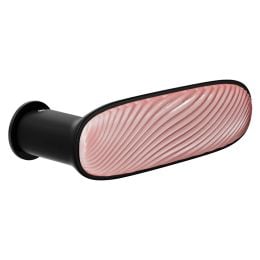 Maniglia per porta Dune dnd handles con porcellana lucida rosa nuvola con rosetta minimale Unico