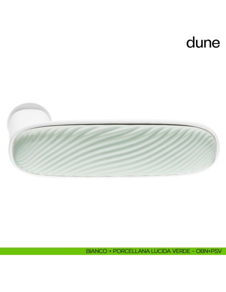 Maniglia per porta Dune dnd handles con porcellana lucida verde menta con rosetta minimale Unico