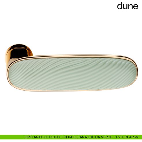 Maniglia per porta Dune dnd handles con porcellana lucida verde menta con rosetta minimale Unico