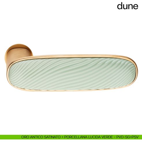 Maniglia per porta Dune dnd handles con porcellana lucida verde menta con rosetta minimale Unico