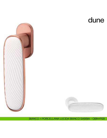 Maniglia per finestra martellina DK Dune dnd porcellana lucida bianco sabbia - bianco