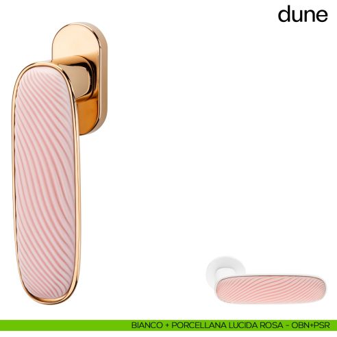 Maniglia per finestra martellina DK Dune dnd porcellana lucida rosa nuvola - bianco