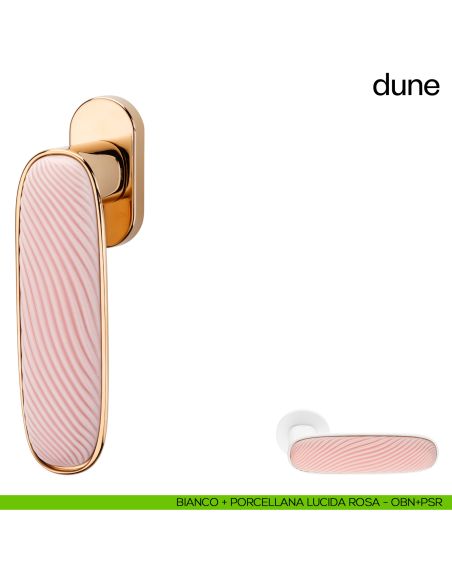 Maniglia per finestra martellina DK Dune dnd porcellana lucida rosa nuvola - bianco