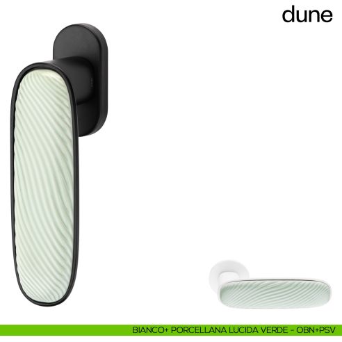 Maniglia per finestra martellina DK Dune dnd porcellana lucida verde menta - bianco