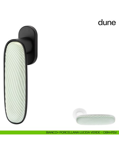 Maniglia per finestra martellina DK Dune dnd porcellana lucida verde menta - bianco