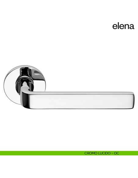 Maniglia per porta Elena dnd Handles con rosetta e bocchetta quadrata fine cromo lucido