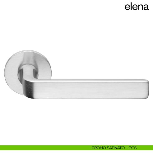 Maniglia per porta Elena dnd Handles con rosetta e bocchetta quadrata fine cromo satinato