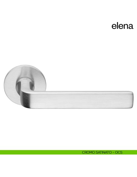 Maniglia per porta Elena dnd Handles con rosetta e bocchetta quadrata fine cromo satinato